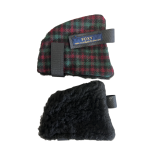Riding Hat Ear Warmers -Green/Red Check on Black