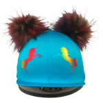 Unicorns Hat Silk with Double Pom - Aqua/Rainbow