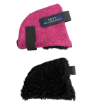 Riding Hat Ear Warmers -Cerise Tweed on black